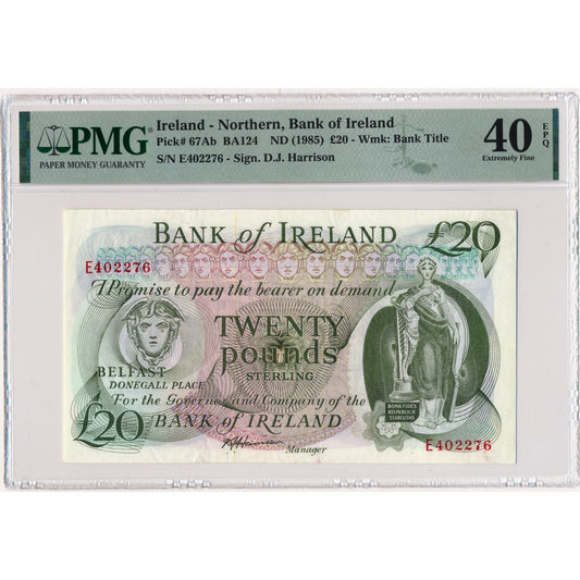 NORTHERN IRELAND P.67Ab NI233b 1984 on Bank of Ireland £20 banknote EF 40 EPQ