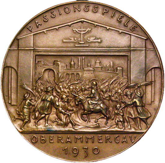 1930 GERMANY Passion Play in Oberammergau 60mm bronze medal by K Goetz.