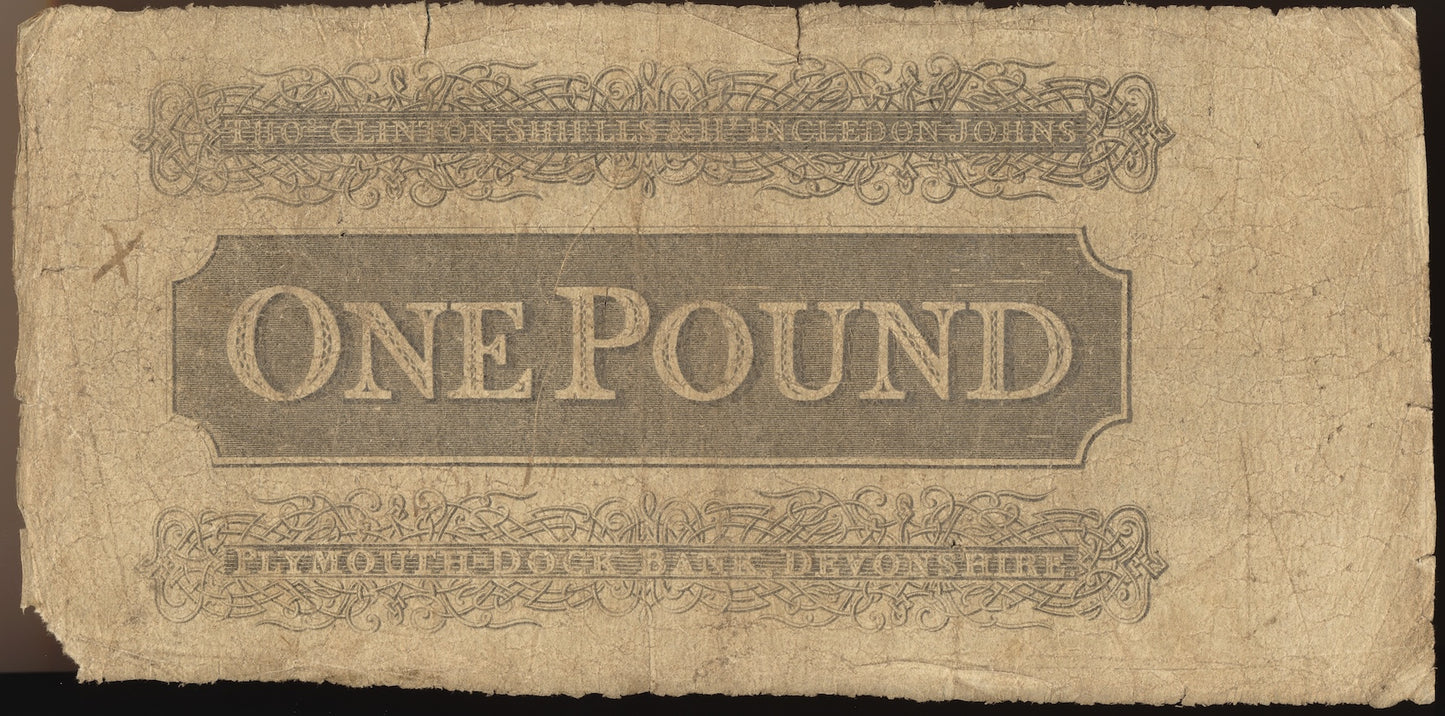 Plymouth Dock Bank 1819 £1 banknote Outing 683d
