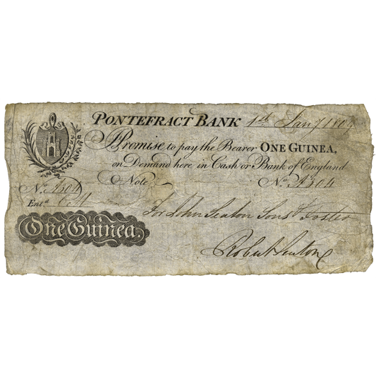 Pontefract Bank 1809 1 Guinea banknote Outing 1723e