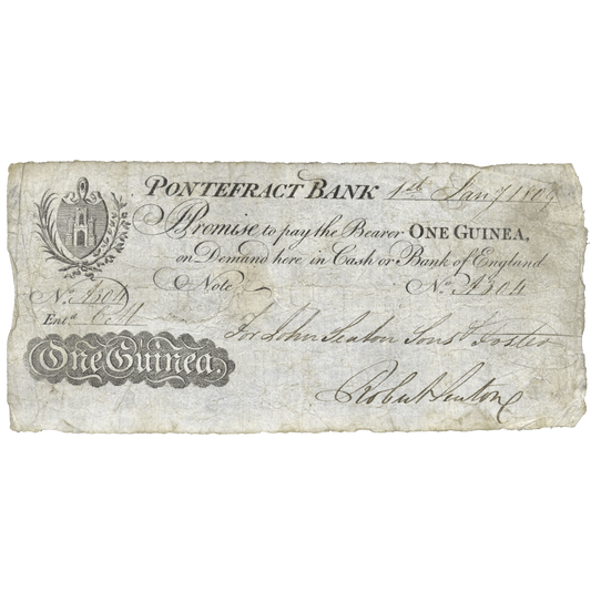 Pontefract Bank 1809 1 Guinea banknote Outing 1723e