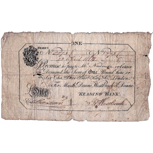 Reading Bank 1814 £1 banknote Fine Outing 1768b PMG Choice Fine 15