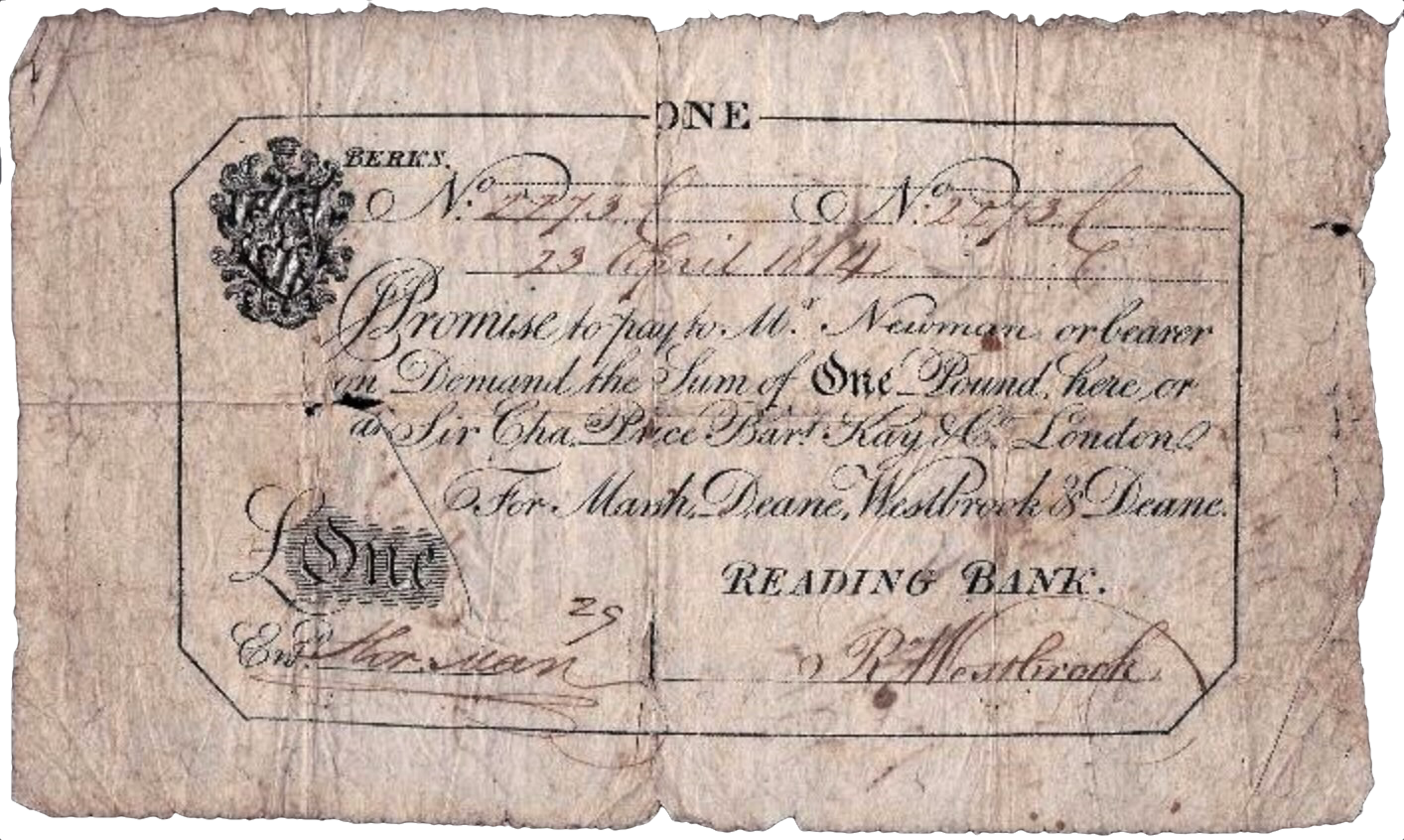 Reading Bank 1814 £1 banknote Fine Outing 1768b PMG Choice Fine 15