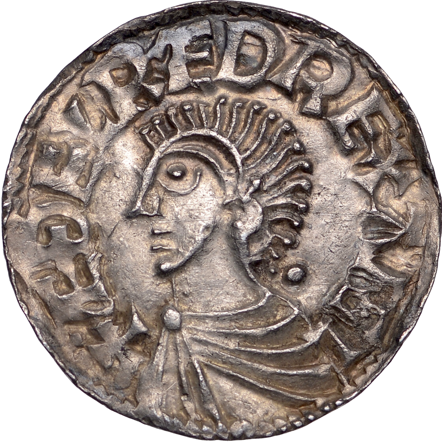 978-1003 AETHELRED II Silver Penny Long cross type N774 S.1151 EF