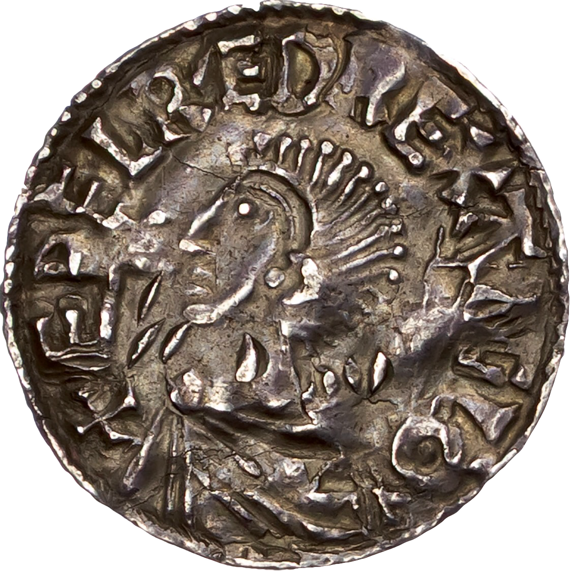 978-1003 AETHELRED II Silver Penny Long cross type S.1151 GVF