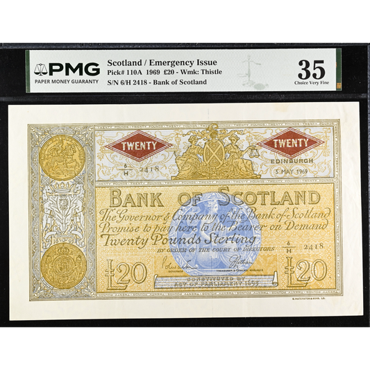 SCOTLAND P.110A SC144 1969 Bank of Scotland £20 Choice VF 35