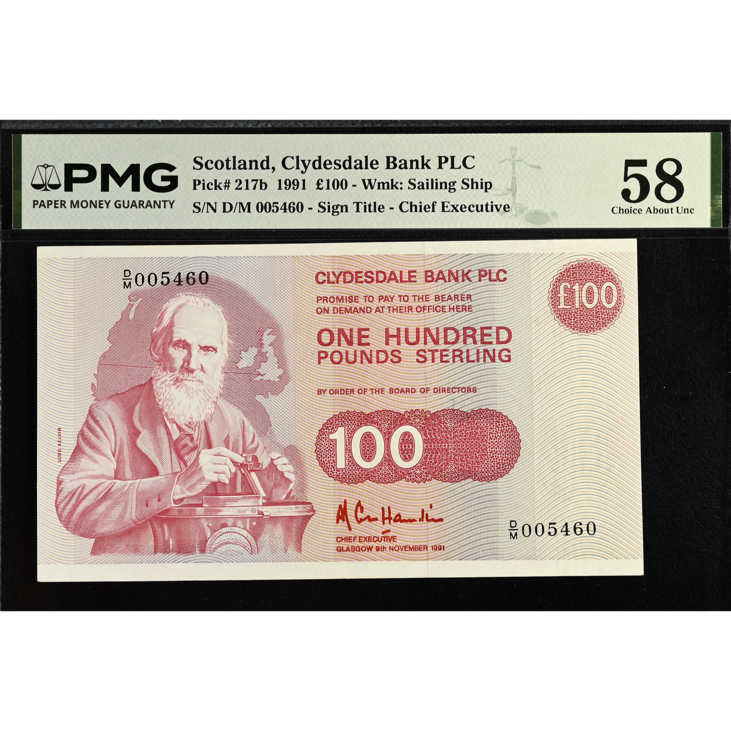 SCOTLAND P.217b SC371b 1991 Clydesdale Bank £100 D/M Choice AUNC 58