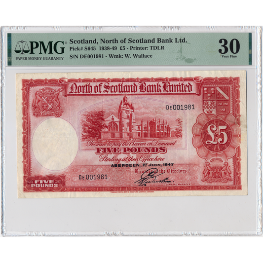 SCOTLAND P.S645 SC715b 1947 North of Scotland Bank £5 VF 30