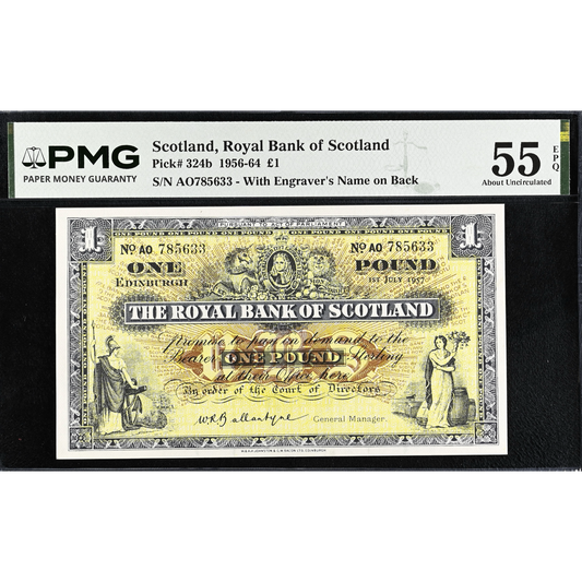 SCOTLAND P.324b SC803 1957 Royal Bank of Scotland £1 AUNC 55 EPQ