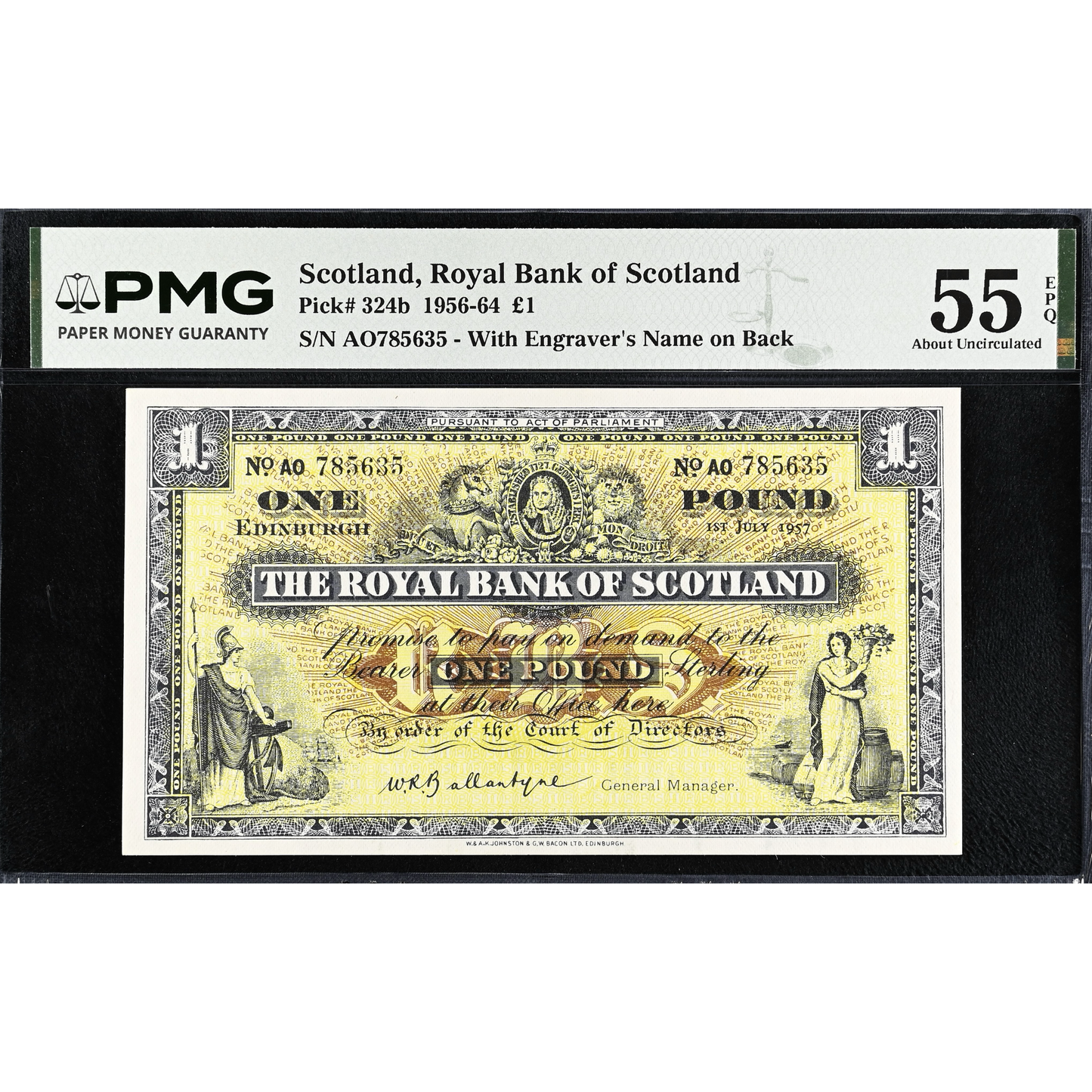 SCOTLAND P.324b SC803 1957 Royal Bank of Scotland £1 AUNC 55 EPQ