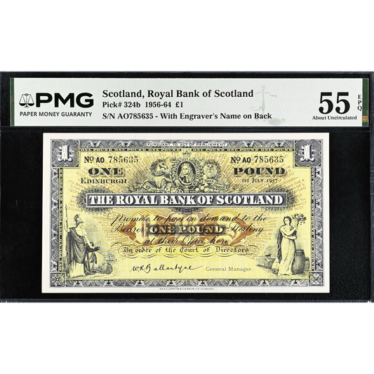 SCOTLAND P.324b SC803 1957 Royal Bank of Scotland £1 AUNC 55 EPQ