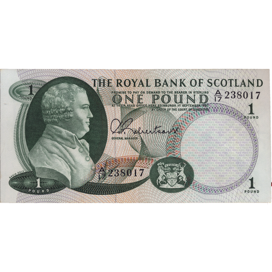 SCOTLAND P.327a SC805 1966 Royal Bank of Scotland £1 EF