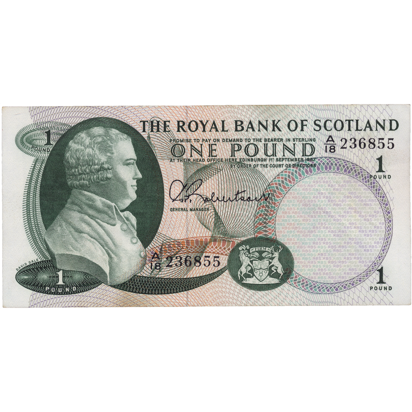 SCOTLAND P.327a SC805 1966 Royal Bank of Scotland £1 AUNC