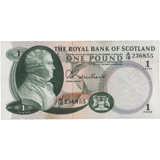 SCOTLAND P.327a SC805 1966 Royal Bank of Scotland £1 AUNC
