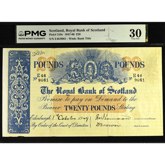 SCOTLAND P.319c SC811b 1949 Royal Bank of Scotland £20 VF 30