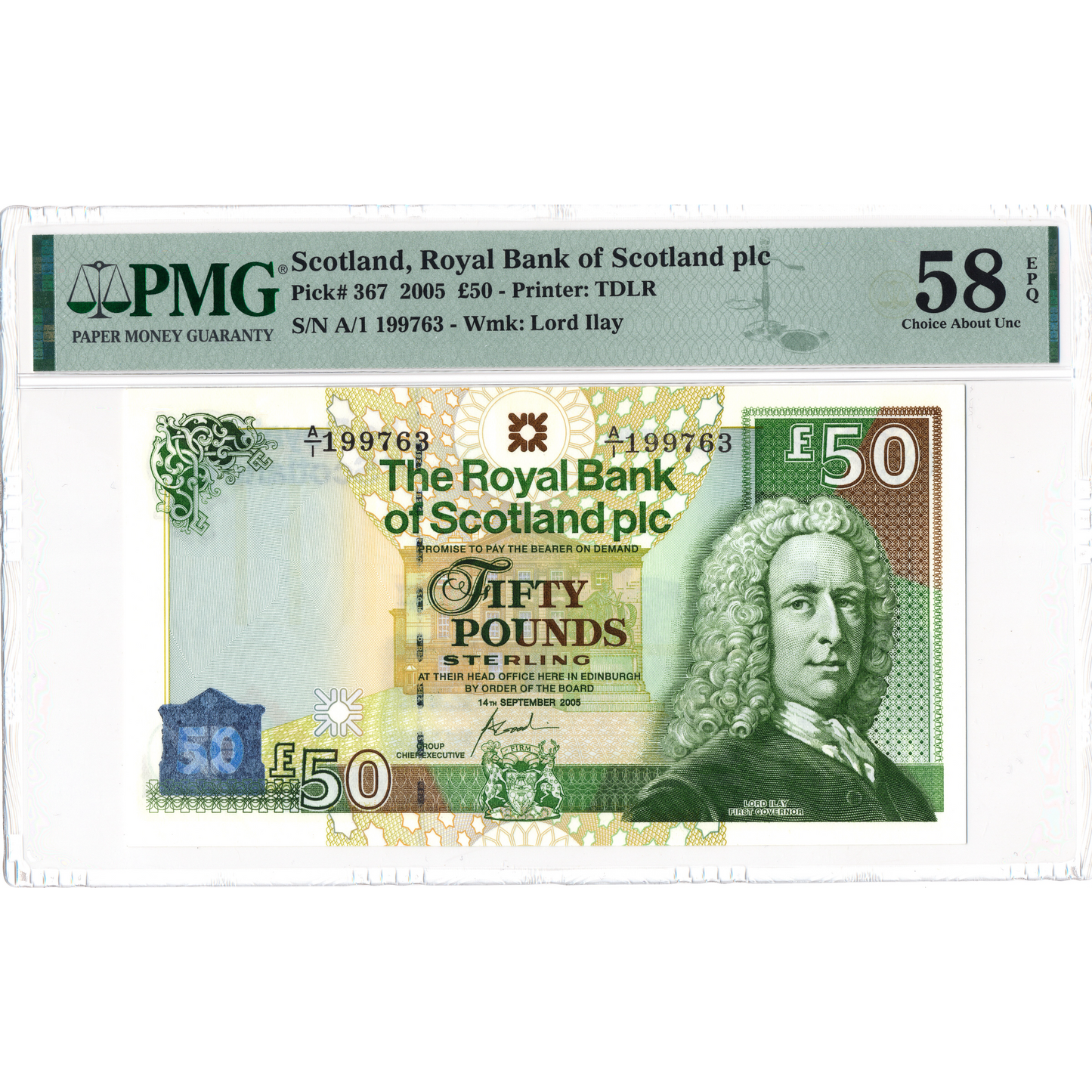 SCOTLAND P.367 SC871 2005 Royal Bank of Scotland First series £50 Choice AUNC 58 EPQ A/1