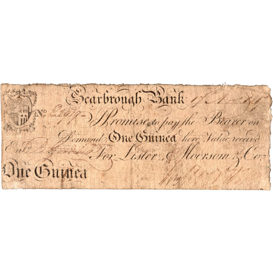 Scarbrough Bank 1817 1 Guinea banknote Outing 1895c