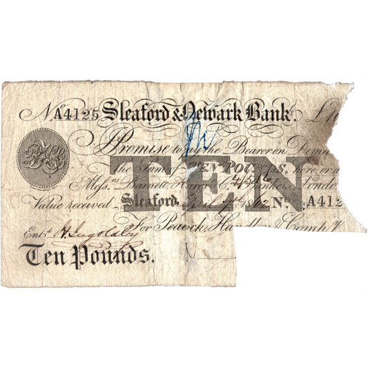 Sleaford & Newark Bank 1862 £10 banknote Outing 1973j