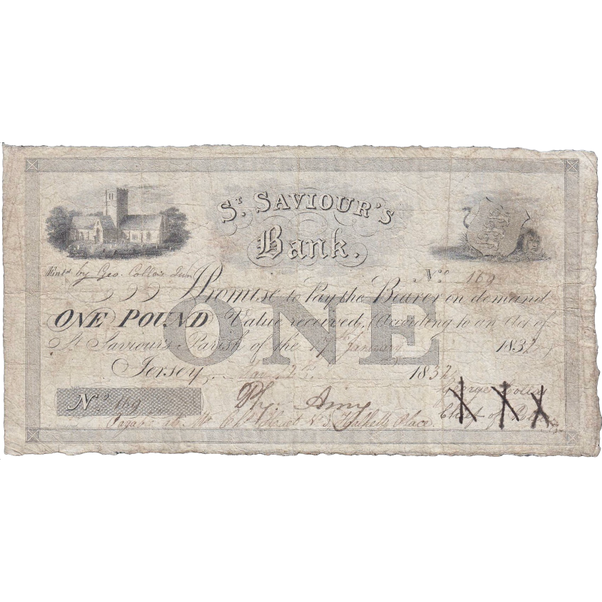 JERSEY P.S346 St Saviours Bank 1832 £1 banknote