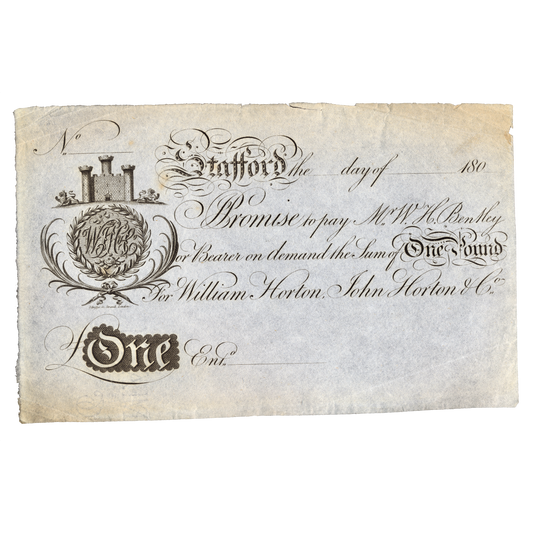 Stafford Bank 18? £1 unissued banknote Outing 2023a
