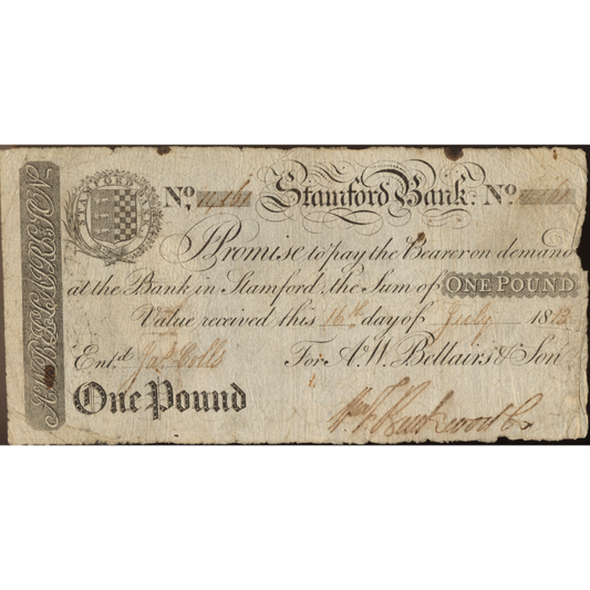 Stamford Bank 1813 £1 banknote Outing 2030a