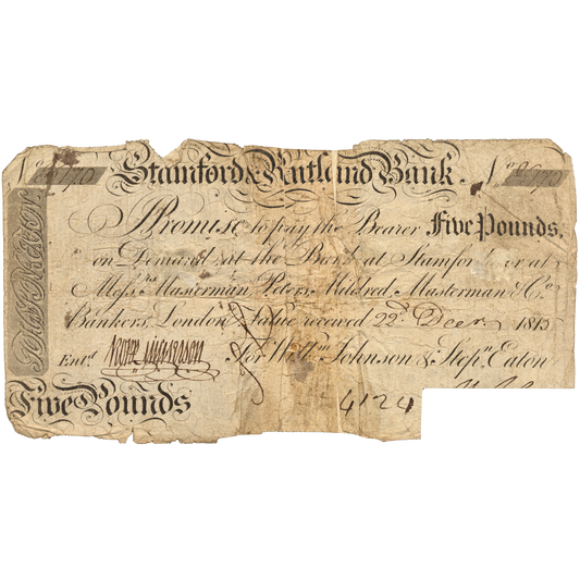 Stamford & Rutland Bank 1815 £5 banknote Outing 2033d