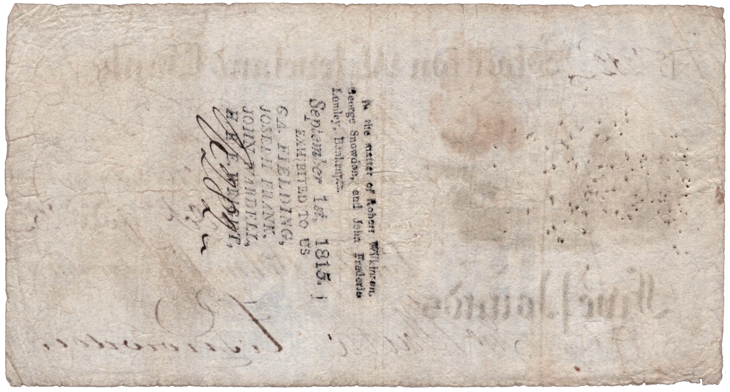Stockton & Cleveland Bank 1813 £5 banknote Outing 2046c
