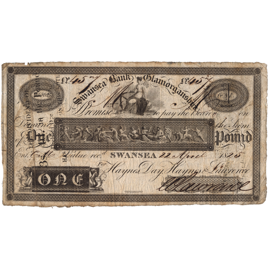 Swansea Bank 1812 £1 banknote Outing 2119e