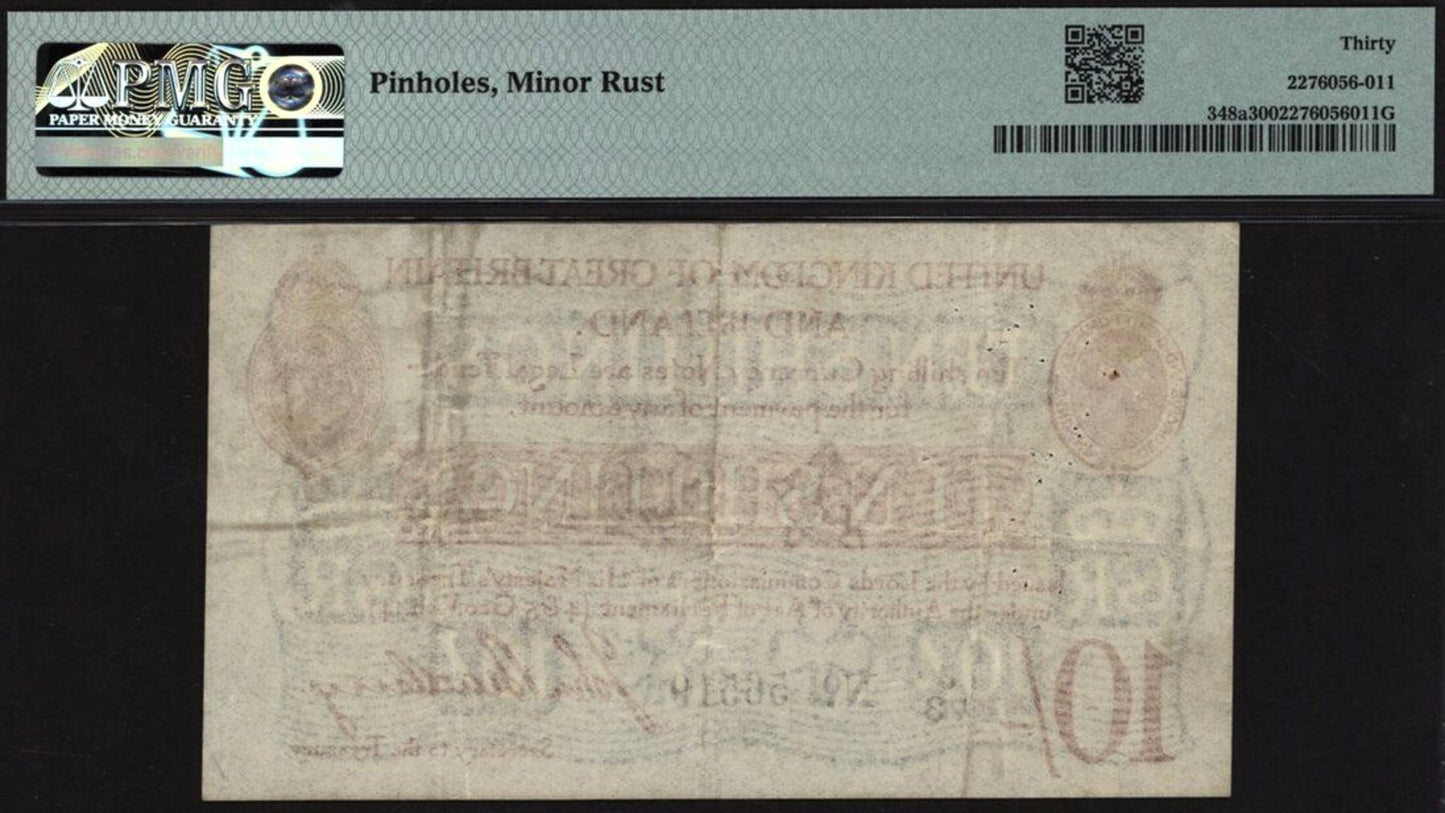 ENGLAND P.348a T12.1 1915 HM Treasury Bradbury 10s VF 30