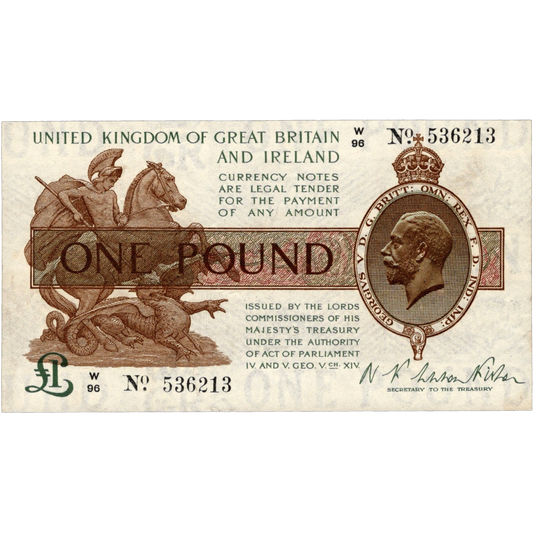 ENGLAND P.357 T24 1919 HM Treasury Fisher £1 EF