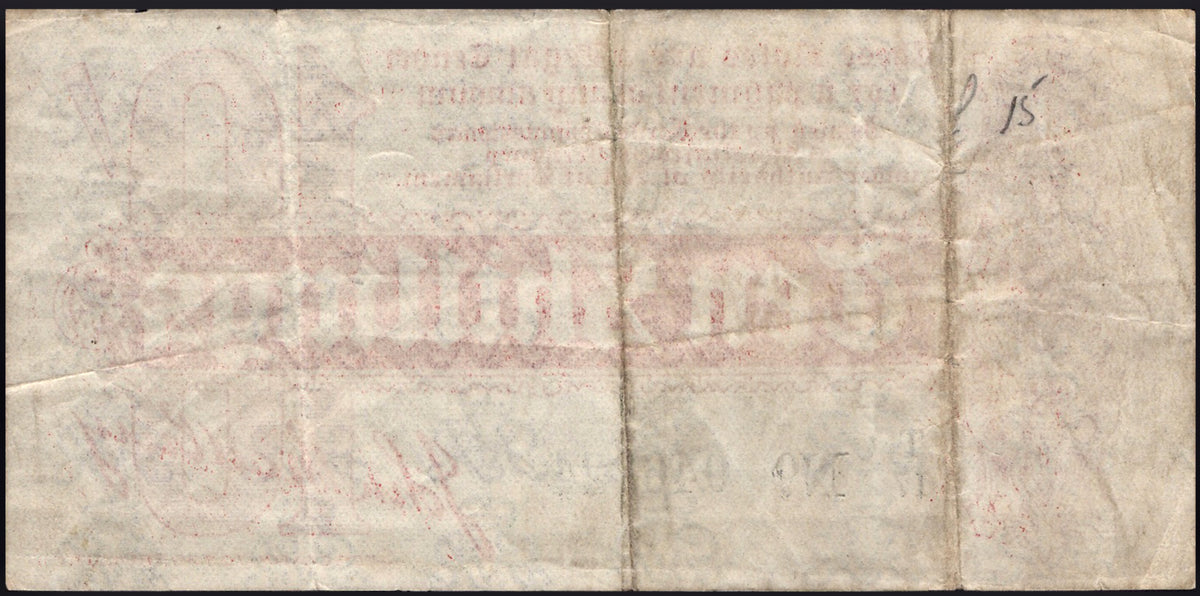ENGLAND P.346 T8 1914 HM Treasury Bradbury 10s T/17 VF Scarce