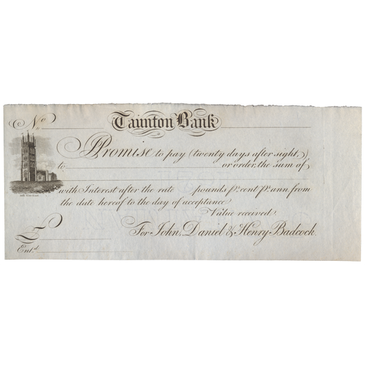 Taunton Bank 18__ unissued Sight bill at twentty days
