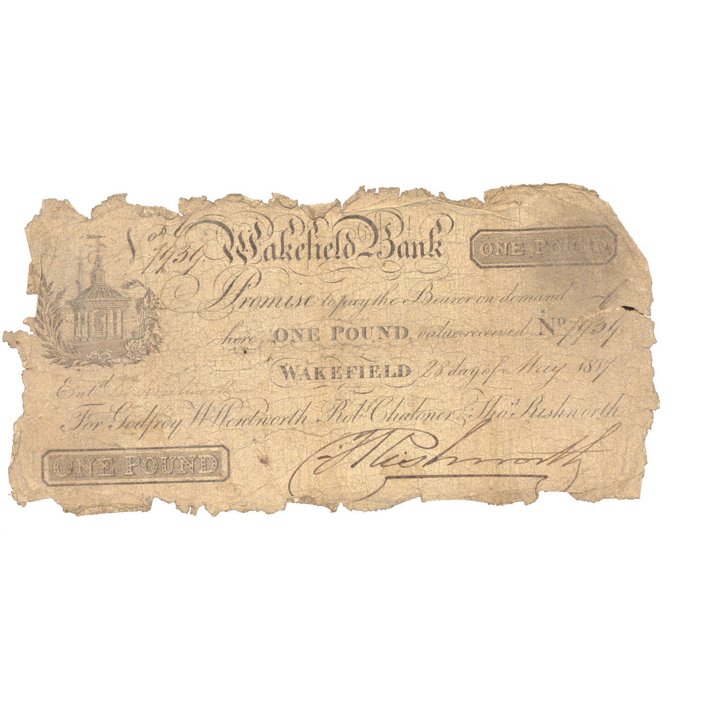 Wakefield Bank 1817 £1 banknote G Outing 2243a (variation)