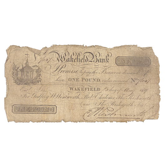 Wakefield Bank 1817 £1 banknote VG Outing 2243a (variation)