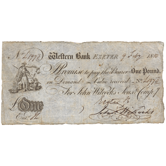 Western Bank Exeter 1810 £1 banknote Outing 759b