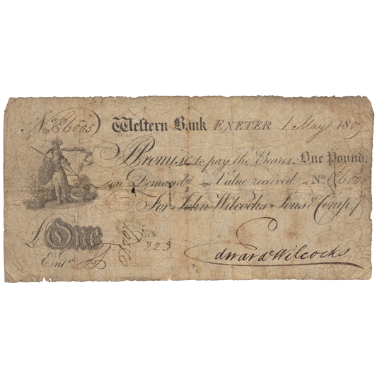 Western Bank Exeter 1809 £1 banknote Outing 759b