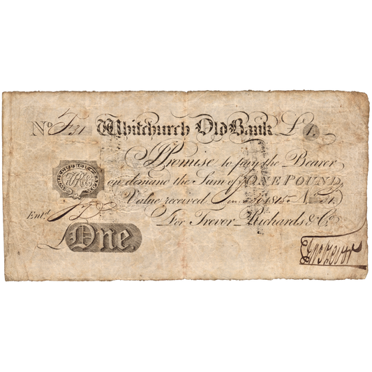 Whitchurch Old Bank 1815 £1 banknote Outing 2347a