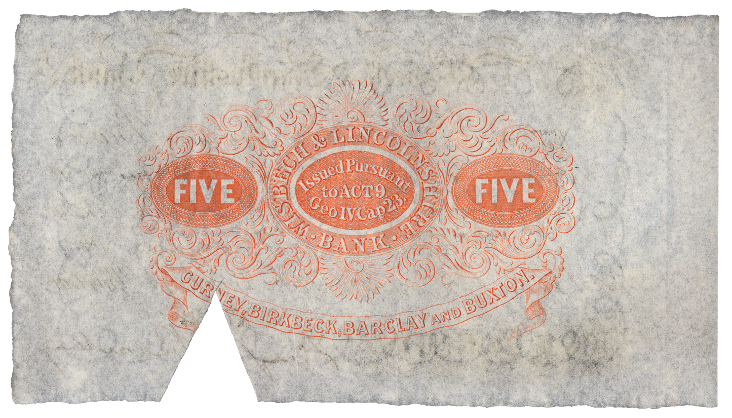 Wisbech & Lincolnshire Bank 1894 £5 banknote Outing 2382y