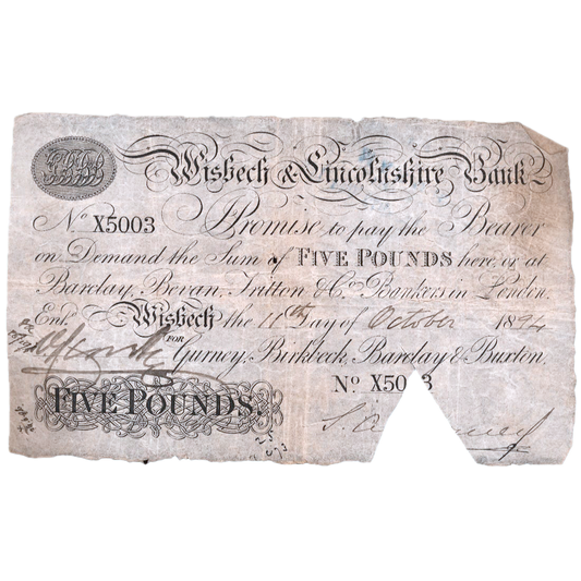 Wisbech & Lincolnshire Bank 1894 £5 banknote F Outing 2382y