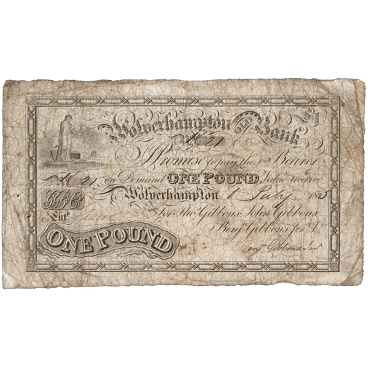 Wolverhampton Old Bank 1815 £1 banknote Outing 2392e