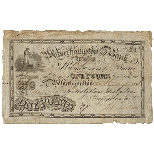 Wolverhampton Old Bank 1815 £1 banknote Outing 2392e