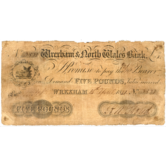 Wrexham & North Wales Bank 1841 £1 banknote Outing 2438a