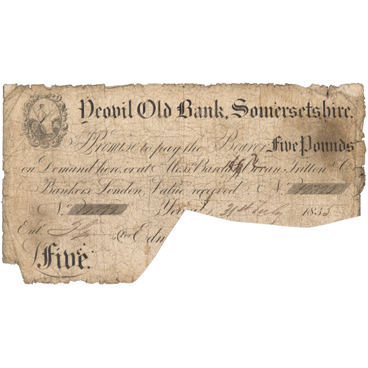 Yeovil Old Bank 1832 £5 banknote Outing 2443q