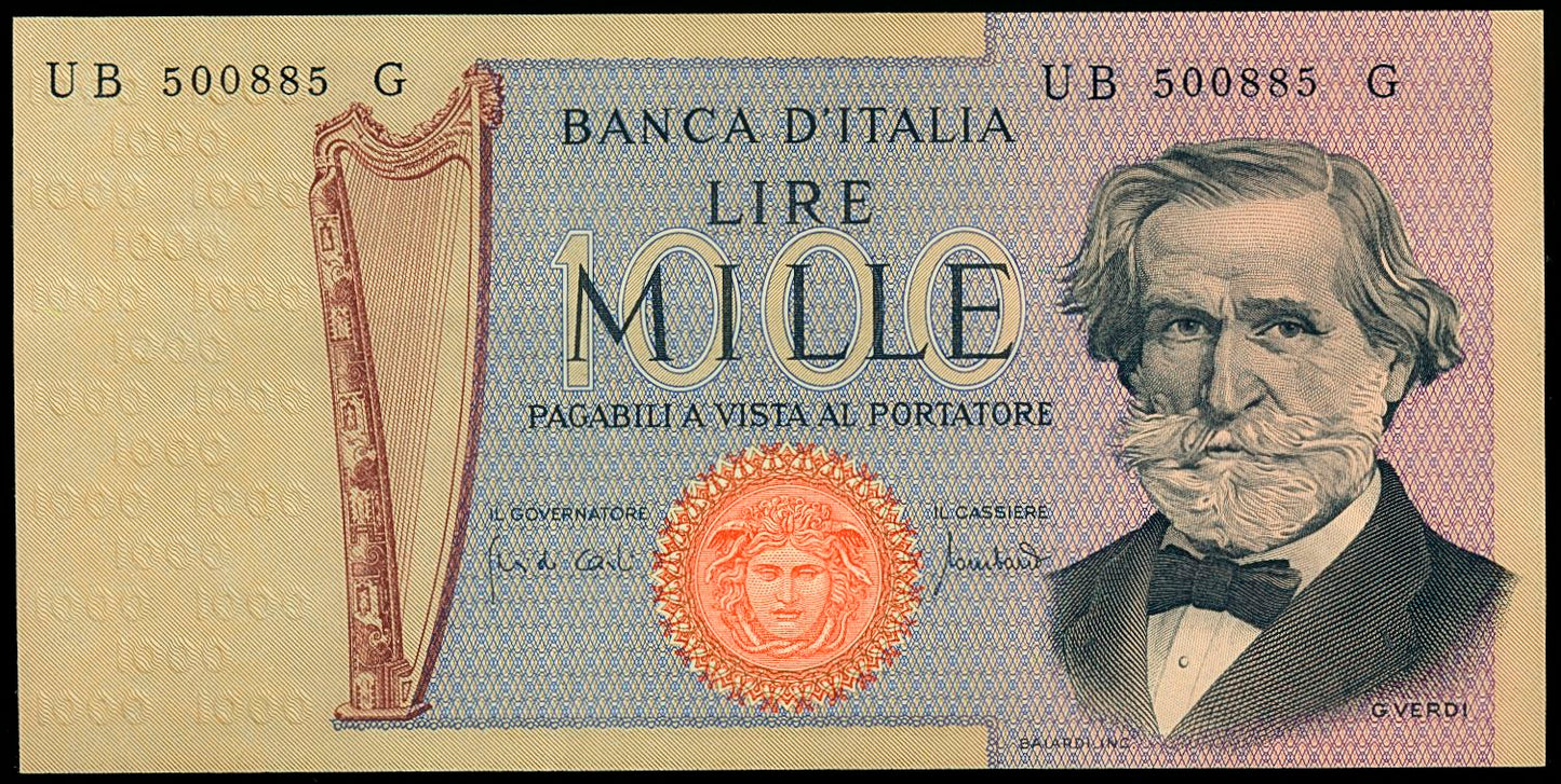 ITALY P.101a 1969 1,000 Lire UNC