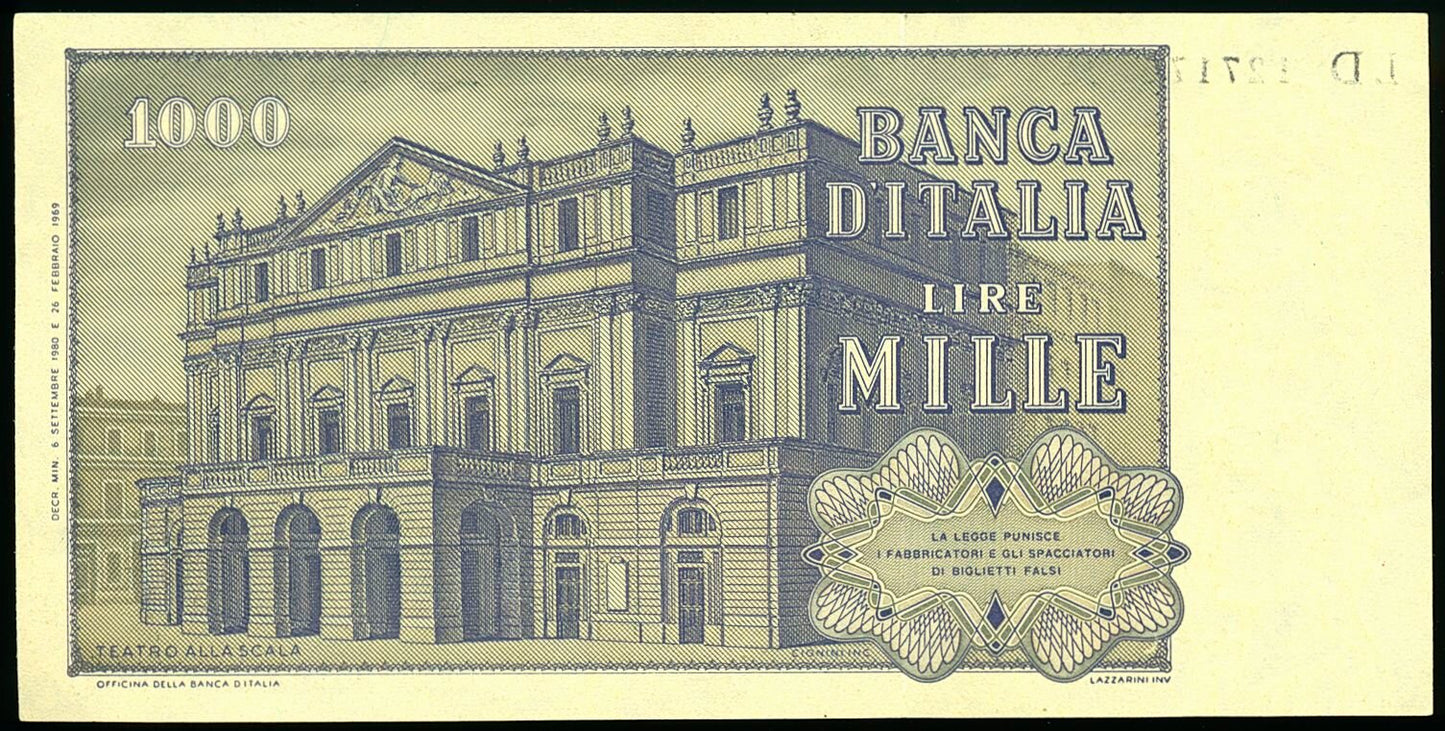 ITALY P.101g 1980 1,000 Lire AUNC