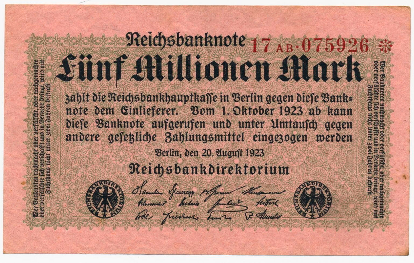 GERMANY P.105c 1923 5,000,000 Mark EF