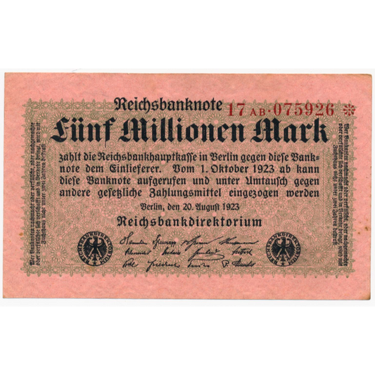 GERMANY P.105c 1923 5,000,000 Mark EF