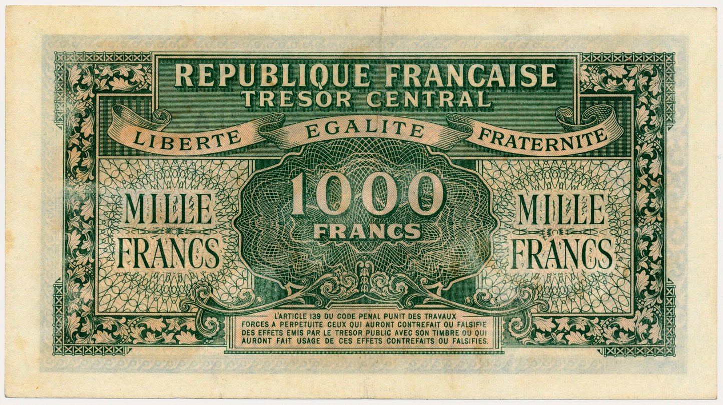 FRANCE P.107 France 1944 1,000Fr GEF