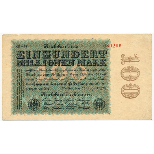 GERMANY P.107e 1923 100,000,000 Mark GVF