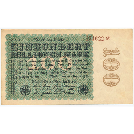 GERMANY P.107f 1923 100,000,000 Mark AUNC